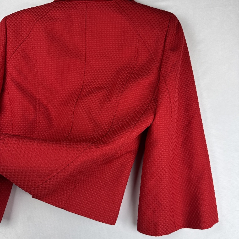 Evan Picone Red‎ Textured Blazer Womens 10 Petite Single Breasted Jacket - Picture 3 of 8